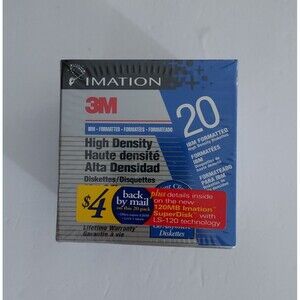 IMATION 3M High Density DS, HD 3.5" Formatted Floppy Disks - 20 Pack - NEW